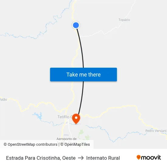 Estrada Para Crisotinha, Oeste to Internato Rural map