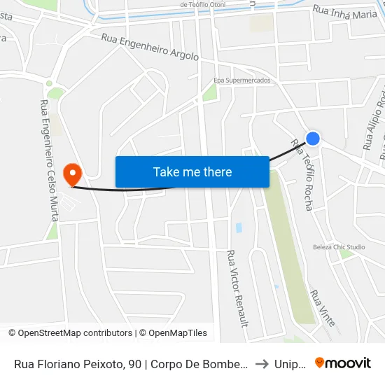 Rua Floriano Peixoto, 90 | Corpo De Bombeiros to Unipac map