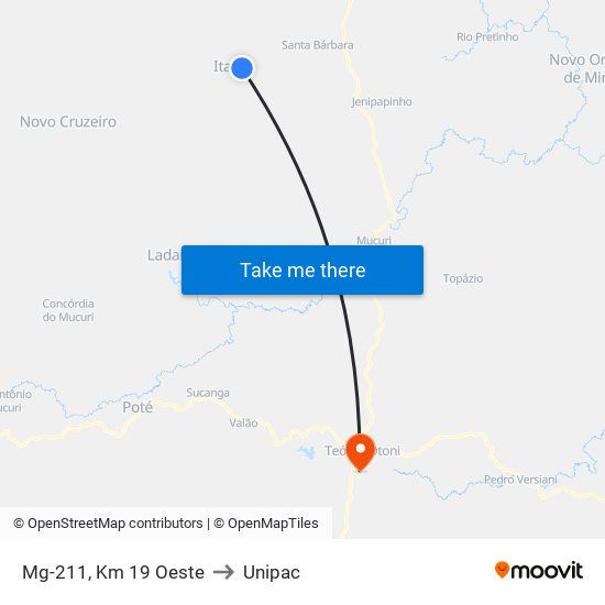 Mg-211, Km 19 Oeste to Unipac map