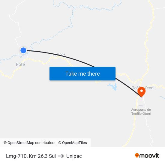 Lmg-710, Km 26,3 Sul to Unipac map