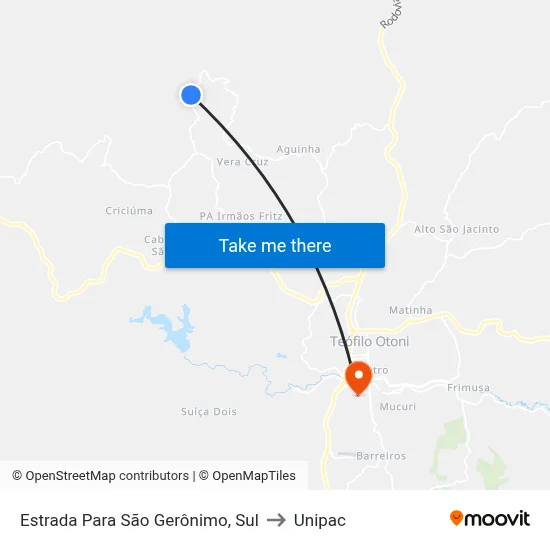 Estrada Para São Gerônimo, Sul to Unipac map