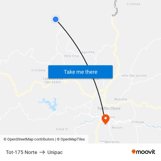 Tot-175 Norte to Unipac map