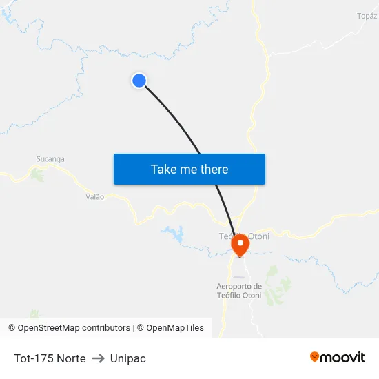 Tot-175 Norte to Unipac map