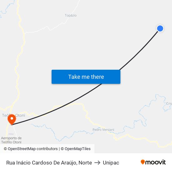 Rua Inácio Cardoso De Araújo, Norte to Unipac map