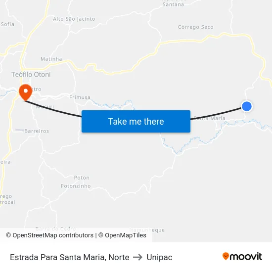 Estrada Para Santa Maria, Norte to Unipac map