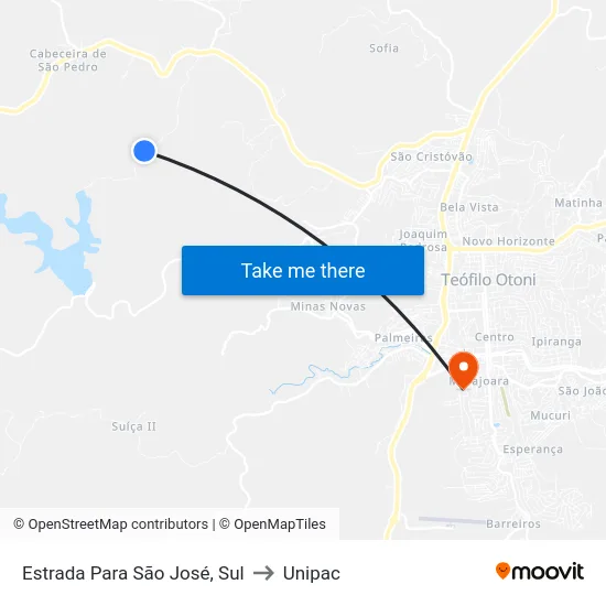 Estrada Para São José, Sul to Unipac map