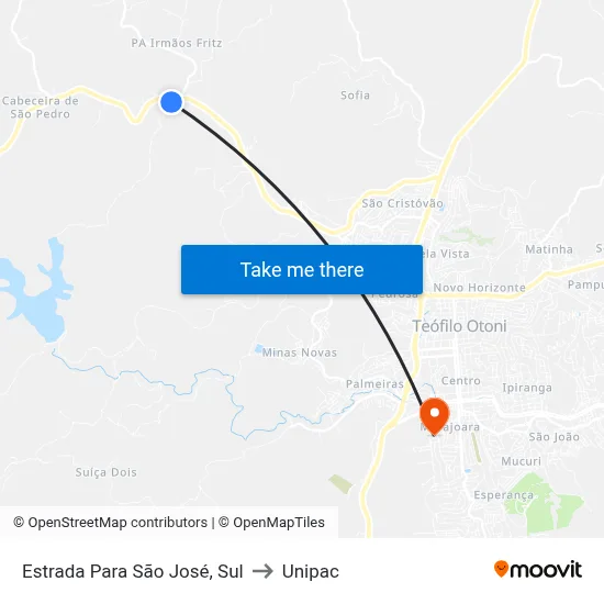 Estrada Para São José, Sul to Unipac map