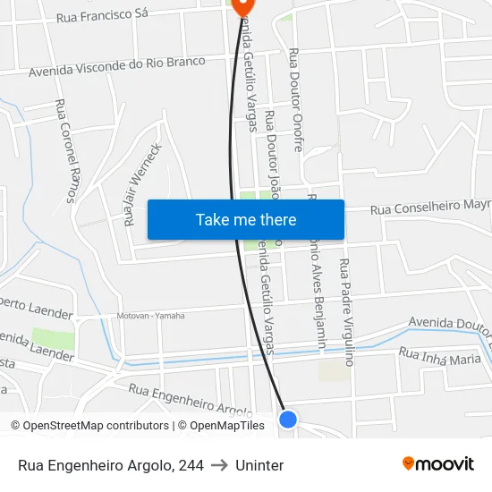 Rua Engenheiro Argolo, 244 to Uninter map