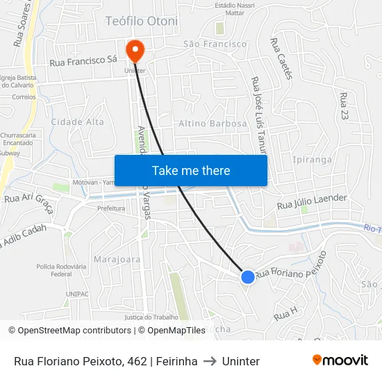 Rua Floriano Peixoto, 462 | Feirinha to Uninter map