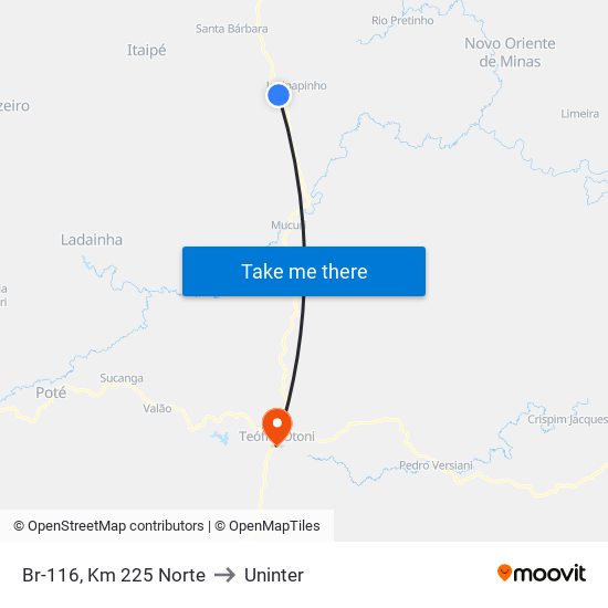 Br-116, Km 225 Norte to Uninter map