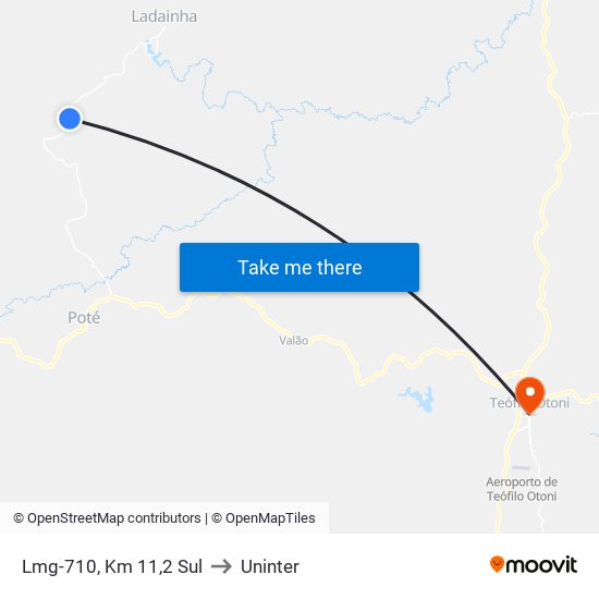 Lmg-710, Km 11,2 Sul to Uninter map