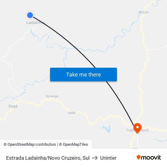 Estrada Ladainha/Novo Cruzeiro, Sul to Uninter map