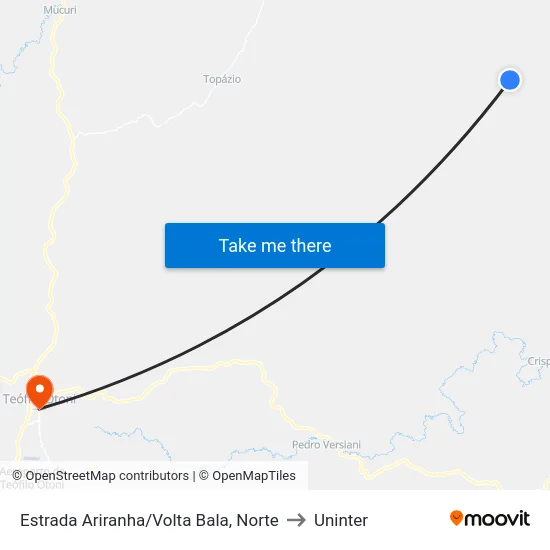 Estrada Ariranha/Volta Bala, Norte to Uninter map