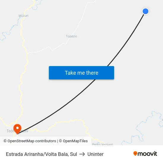 Estrada Ariranha/Volta Bala, Sul to Uninter map