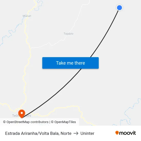 Estrada Ariranha/Volta Bala, Norte to Uninter map