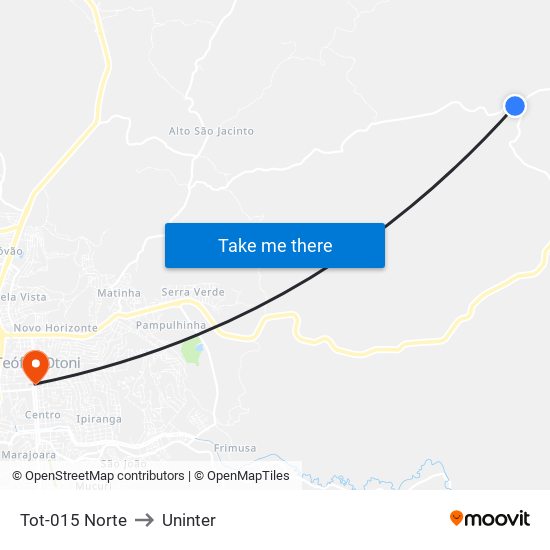 Tot-015 Norte to Uninter map