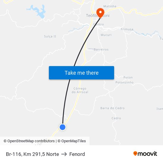 Br-116, Km 291,5 Norte to Fenord map