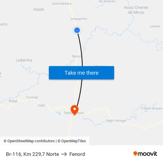 Br-116, Km 229,7 Norte to Fenord map