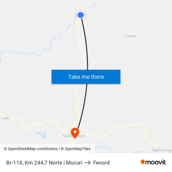 Br-116, Km 244,7 Norte | Mucuri to Fenord map