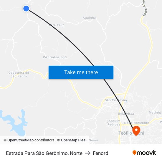 Estrada Para São Gerônimo, Norte to Fenord map