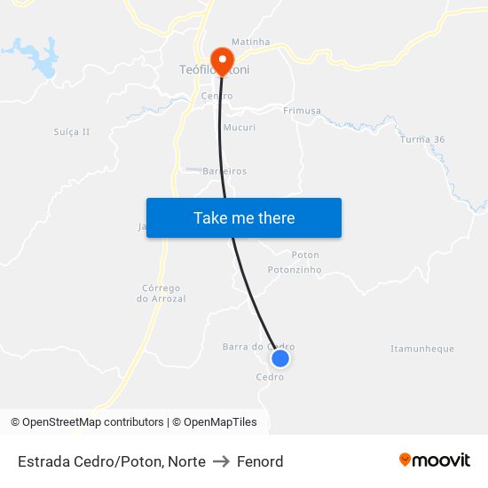 Estrada Cedro/Poton, Norte to Fenord map