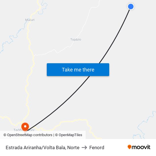 Estrada Ariranha/Volta Bala, Norte to Fenord map