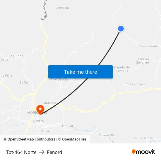 Tot-464 Norte to Fenord map