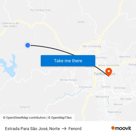 Estrada Para São José, Norte to Fenord map