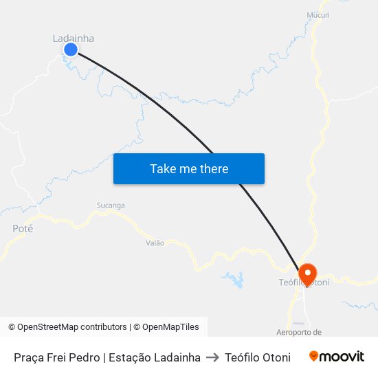 Praça Frei Pedro | Estação Ladainha to Teófilo Otoni map