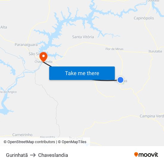 Gurinhatã to Chaveslandia map