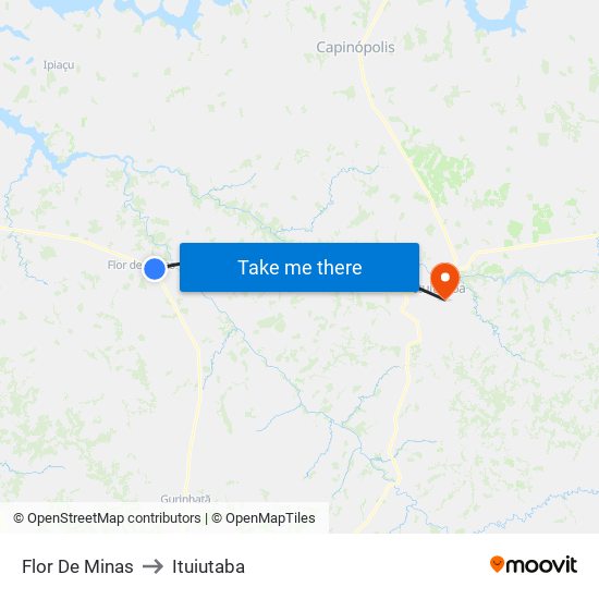 Flor De Minas to Ituiutaba map