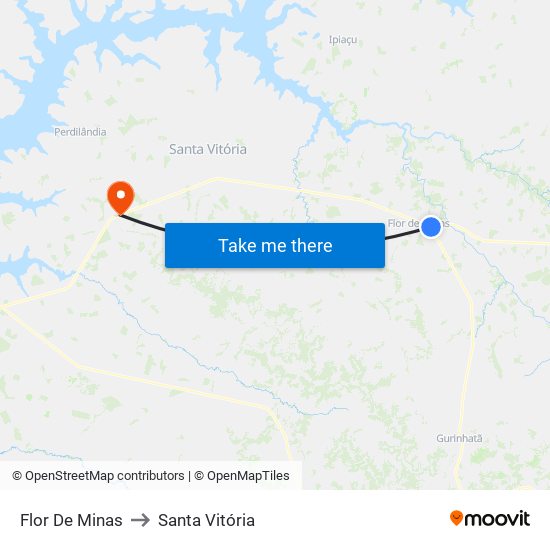 Flor De Minas to Santa Vitória map