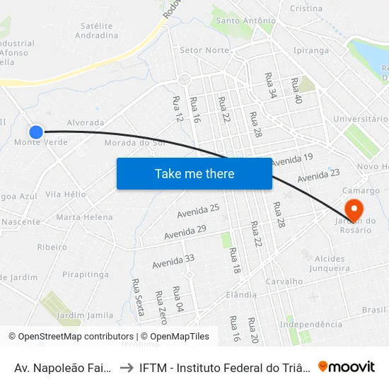 Av. Napoleão Faissol, 806 to IFTM - Instituto Federal do Triângulo Mineiro map