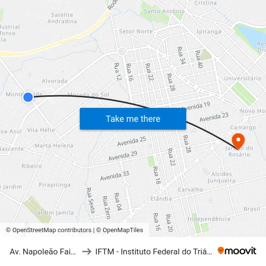 Av. Napoleão Faissol, 940 to IFTM - Instituto Federal do Triângulo Mineiro map