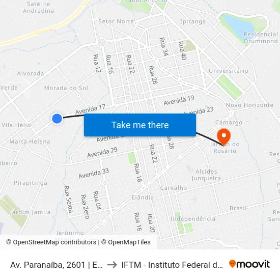 Av. Paranaíba, 2601 | E.E. Tonico Franco to IFTM - Instituto Federal do Triângulo Mineiro map