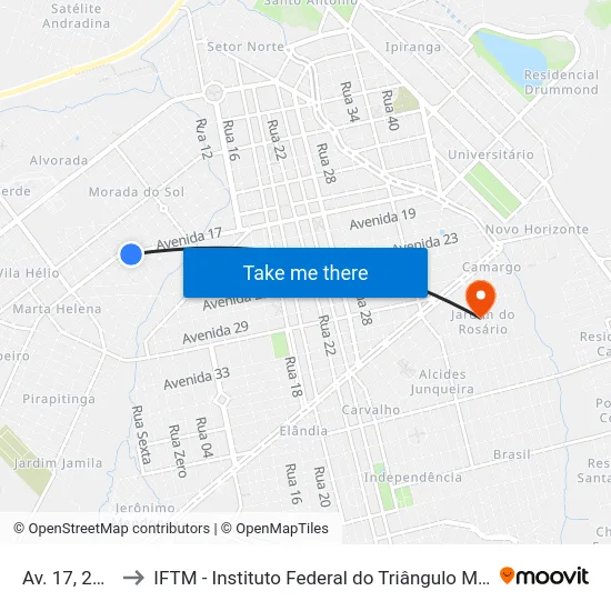 Av. 17, 2485 to IFTM - Instituto Federal do Triângulo Mineiro map