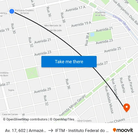 Av. 17, 602 | Armazém Do Imóvel to IFTM - Instituto Federal do Triângulo Mineiro map