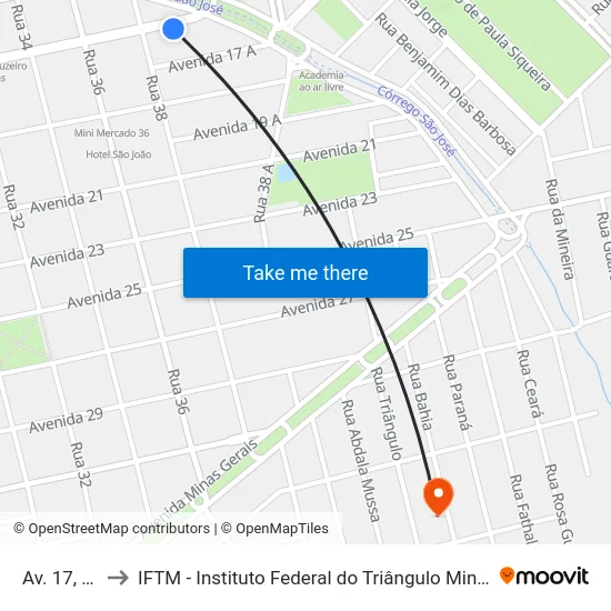 Av. 17, 93 to IFTM - Instituto Federal do Triângulo Mineiro map
