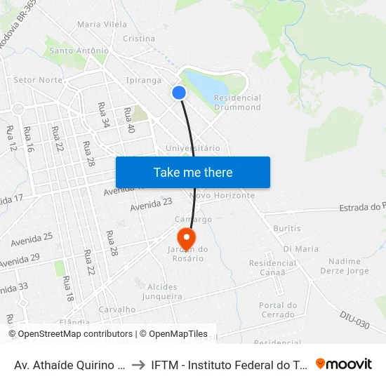 Av. Athaíde Quirino Ribeiro, 461 to IFTM - Instituto Federal do Triângulo Mineiro map