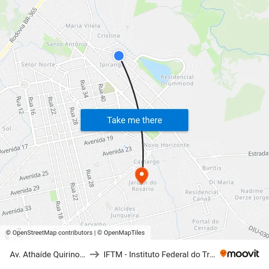 Av. Athaíde Quirino Ribeiro, 57 to IFTM - Instituto Federal do Triângulo Mineiro map