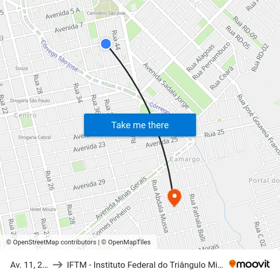 Av. 11, 205 to IFTM - Instituto Federal do Triângulo Mineiro map