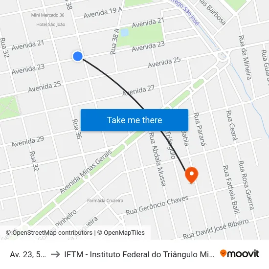 Av. 23, 564 to IFTM - Instituto Federal do Triângulo Mineiro map