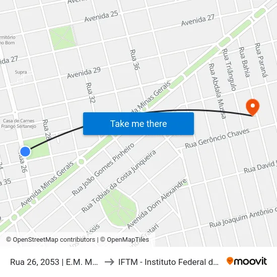 Rua 26, 2053 | E.M. Machado De Assis to IFTM - Instituto Federal do Triângulo Mineiro map