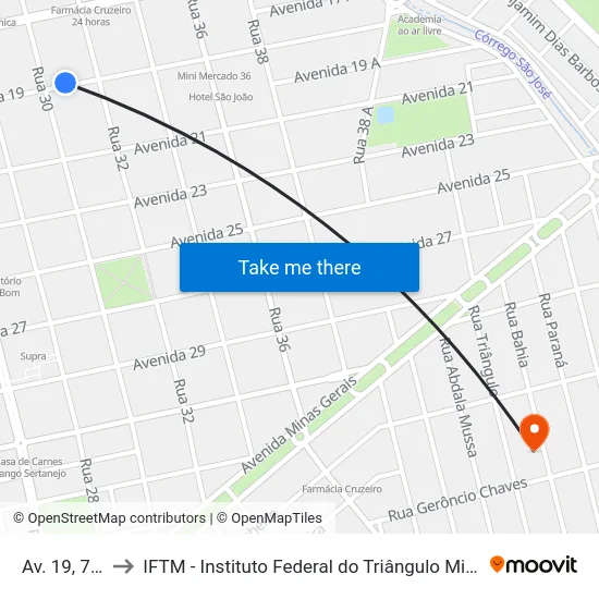 Av. 19, 748 to IFTM - Instituto Federal do Triângulo Mineiro map