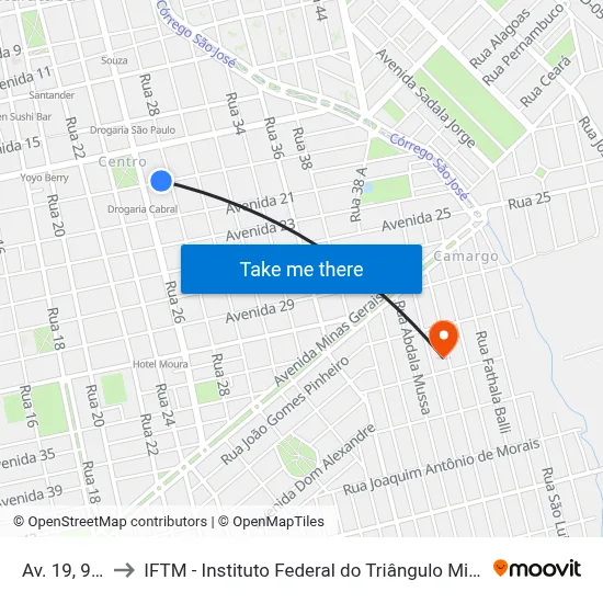 Av. 19, 934 to IFTM - Instituto Federal do Triângulo Mineiro map