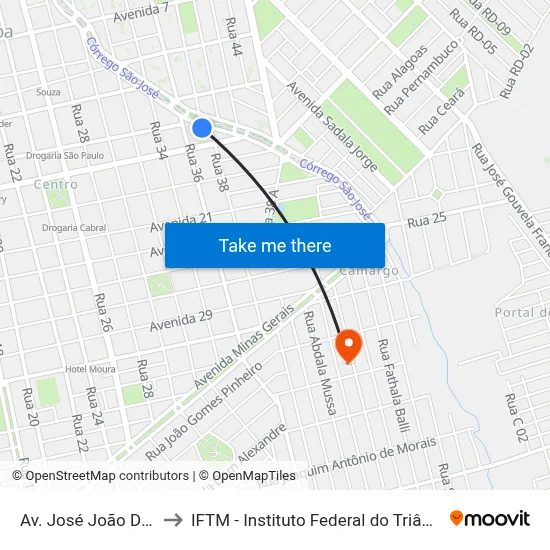 Av. José João Dib, 2354 to IFTM - Instituto Federal do Triângulo Mineiro map