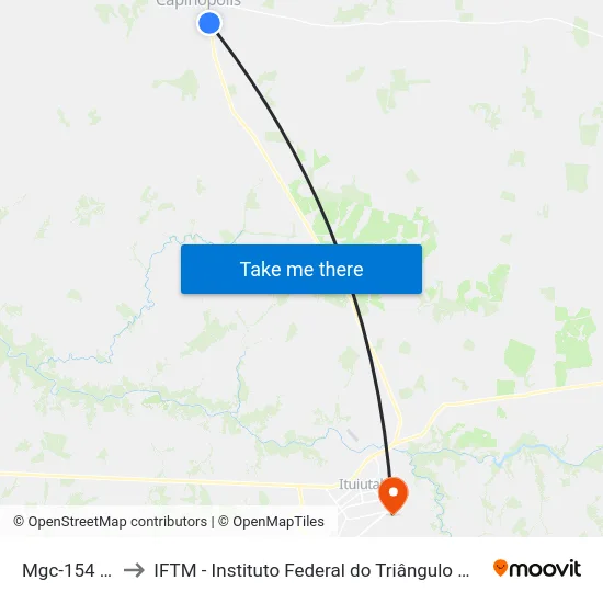 Mgc-154 Sul to IFTM - Instituto Federal do Triângulo Mineiro map