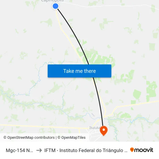 Mgc-154 Norte to IFTM - Instituto Federal do Triângulo Mineiro map