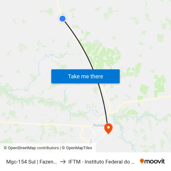 Mgc-154 Sul | Fazenda Quilombo to IFTM - Instituto Federal do Triângulo Mineiro map
