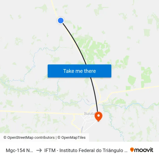 Mgc-154 Norte to IFTM - Instituto Federal do Triângulo Mineiro map